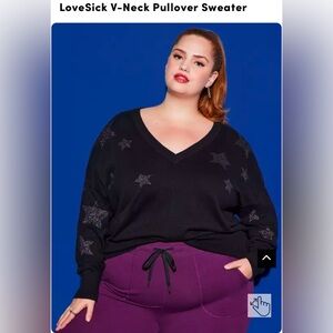 Torrid lovesick v-neck pullover sweater size 00 NWT!
